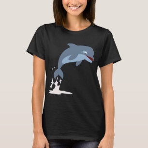 Cute Fun-Loving Cartoon Dolphin Women T-Shirt