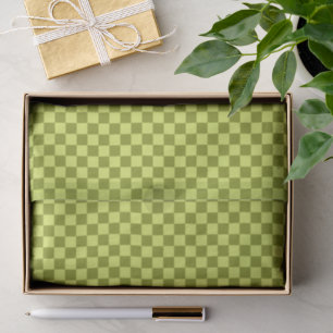 Cute Fun Modern Checkerboard Lime Olive Geometric Tissue Paper