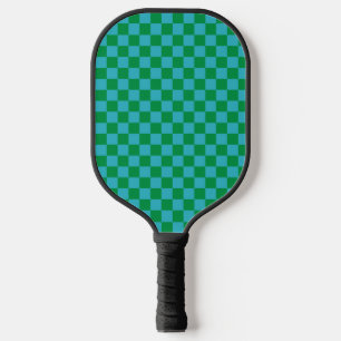 Cute Fun Modern Chequerboard Blue Green Geometric Pickleball Paddle