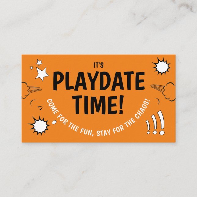 Cute Fun Orange Playdate Mum Friends Calling Business Card (Front)