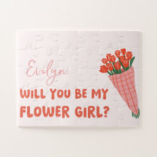 Cute, Fun, Personalised Flower Girl Proposal Jigsaw Puzzle