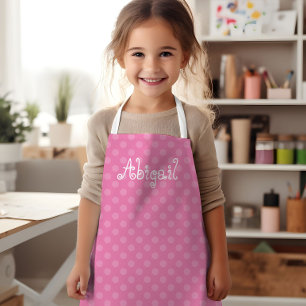 Cute Fun Personalised Pink Polka Dot Pattern Apron