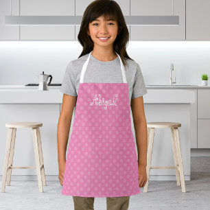Cute Fun Personalised Pink Polka Dot Pattern Apron