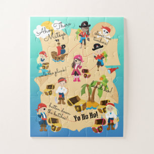 Cute Fun Personalised Pirate Treasure Map Jigsaw Puzzle