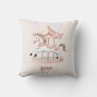 Cute fun Pink Circus Carousel Child's Cushion