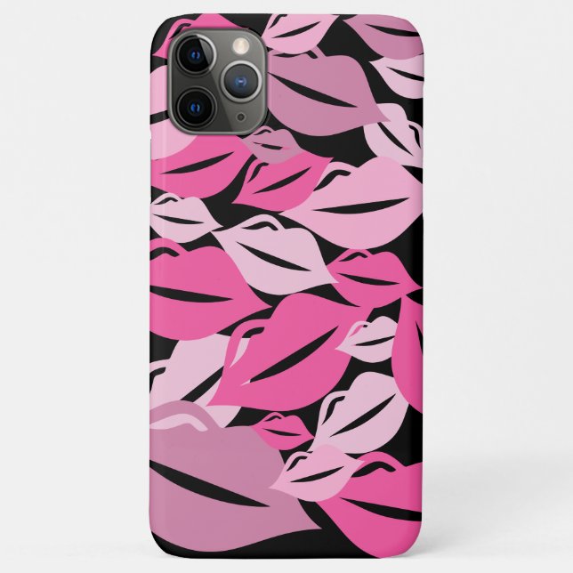 Cute Fun Pink Lips KIsses Pattern Case-Mate iPhone Case (Back)