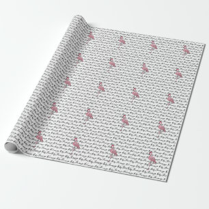 Cute fun pink retro flamingo  wrapping paper