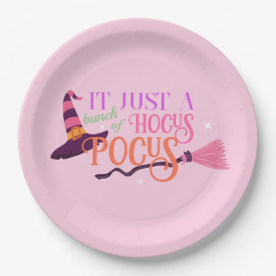 Cute Fun Pink Witch Hocus Pocus Halloween Hat Paper Plate