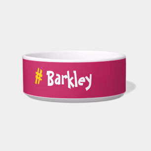Cute Fun Pink with yellow #Customisable Name Bowl