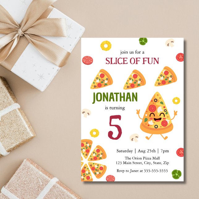 Cute Fun Pizza Party Kids Birthday Invitation (Creator Uploaded)