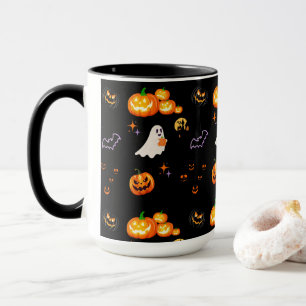 Cute Fun Pumpkin ghost bat Witch Halloween Party Mug