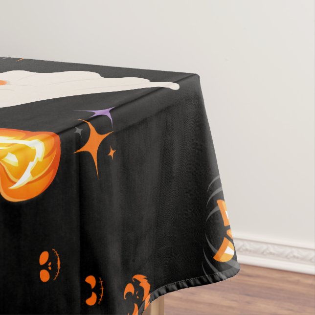 Cute Fun Pumpkin ghost bat Witch Halloween Party Tablecloth (In Situ)