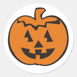 Cute Fun Pumpkin Head Halloween Thanksgiving Classic Round Sticker