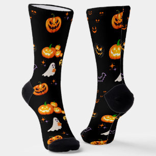 Cute Fun Pumpkin Witch Halloween Party Socks