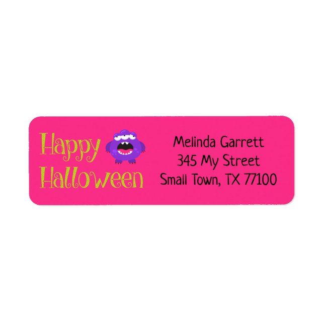 Cute Fun Purple Pink Little Monster Custom Address (Front)