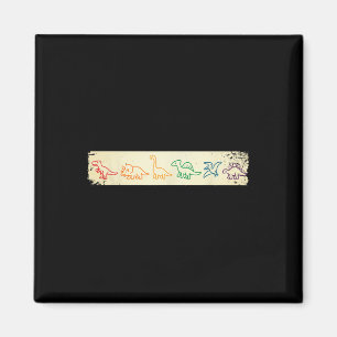 Cute Fun Rainbow Dinosaur Line Art Colourful Prehi Magnet