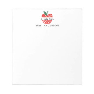 Cute Fun Red Apple Hand Drawn Teacher Appreciation Notepad