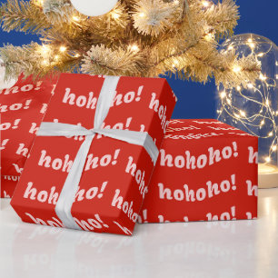 Cute fun red Hohoho Christmas holiday  Wrapping Paper