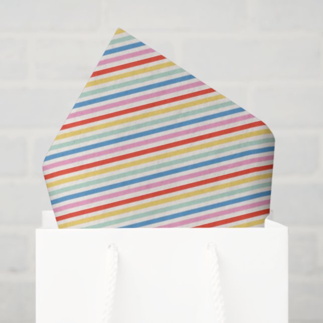 Cute Fun Retro Colours Stripe Pattern Tissue Paper (Gift Bag)