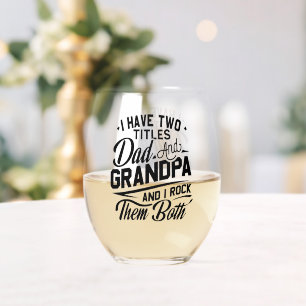Cute Fun Retro Typography Dad Grandpa Gift Stemless Wine Glass
