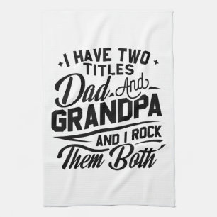 Cute Fun Retro Typography Dad Grandpa Gift Tea Towel