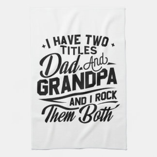Cute Fun Retro Typography Dad Grandpa Gift Tea Towel