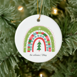 Cute Fun Scandinavian Rainbow Nordic Hygge Ceramic Tree Decoration