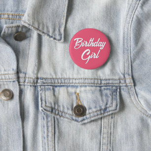Cute Fun Simple Text Script Birthday Girl 6 Cm Round Badge