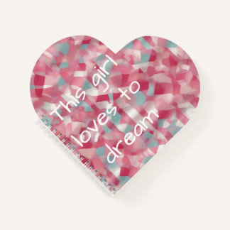 Cute fun slogan on pink heart notebook