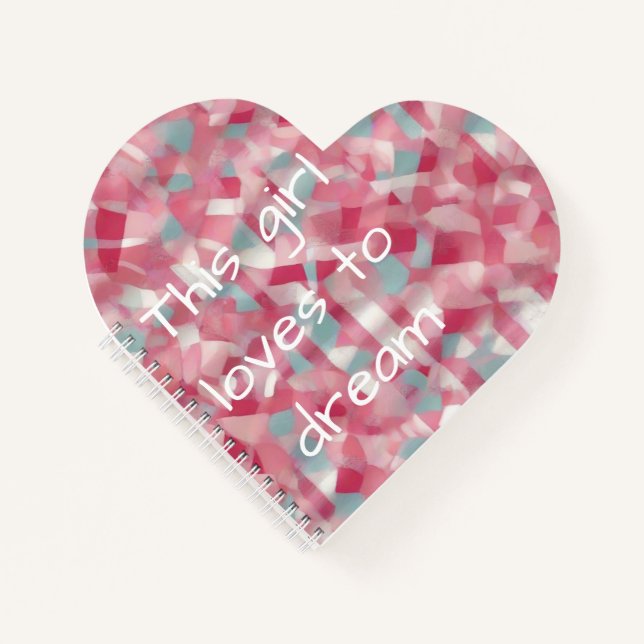 Cute fun slogan on pink heart notebook (Front)