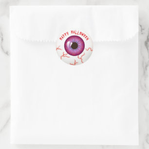 Cute Fun Spooky Bloodshot Eyeball Happy Halloween Classic Round Sticker