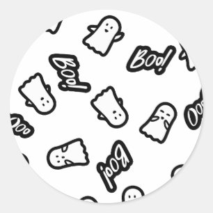 Cute Fun Spooky Halloween Ghosts Pattern Classic Round Sticker