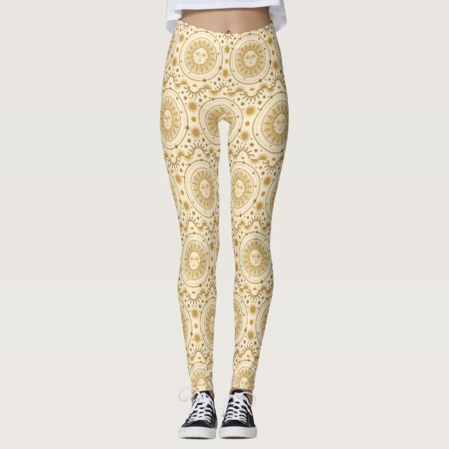 Cute Fun Sunshine Graphic Art Leggings (Front)