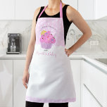 Cute Fun Sweet Pink Cupcake Bakery Dessert Custom Apron<br><div class="desc">Here’s a wonderful way to add to the fun of baking. Add extra sparkle to your culinary adventures whenever you wear this elegant, sophisticated, simple, and modern apron. A sparkly, pink cupcake and script handwritten typography overlay white polka dots on a light pastel pink background. Personalise with your name or...</div>