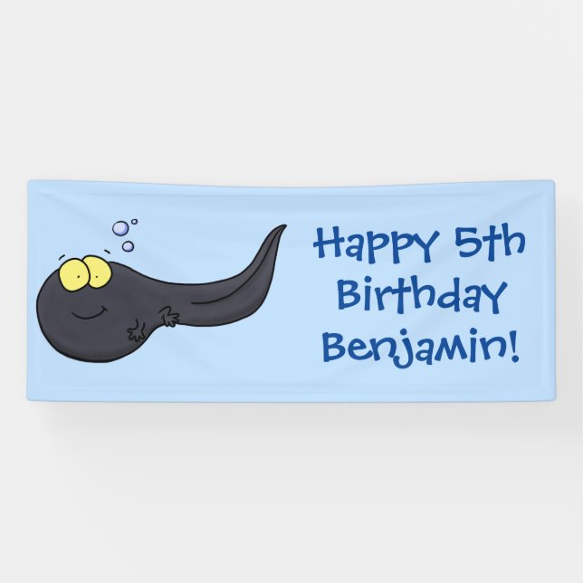 Cute fun tadpole cartoon illustration banner (Horizontal)