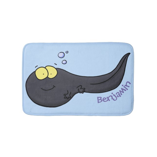Cute fun tadpole cartoon illustration bath mat (Front)