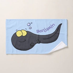 Cute fun tadpole cartoon illustration bath towel set