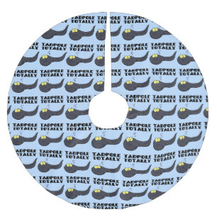 Cute fun tadpole cartoon illustration brushed polyester tree skirt
