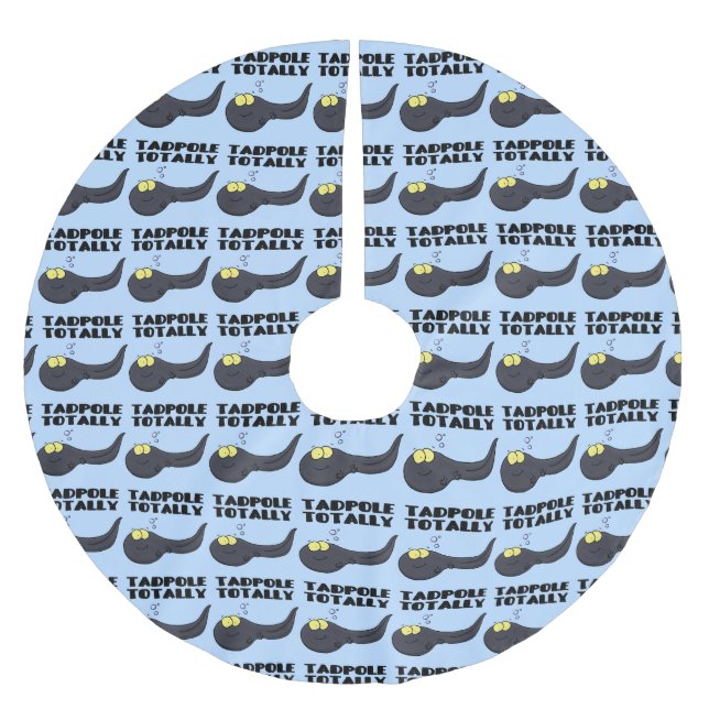 Cute fun tadpole cartoon illustration brushed polyester tree skirt (Front)