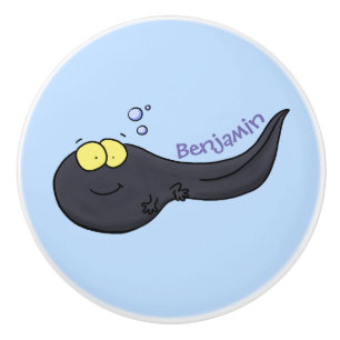 Cute fun tadpole cartoon illustration ceramic knob