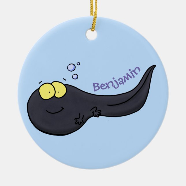 Cute fun tadpole cartoon illustration ceramic tree decoration (Front)