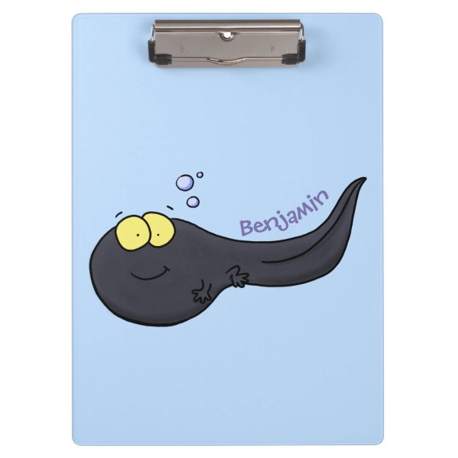 Cute fun tadpole cartoon illustration clipboard (Front)