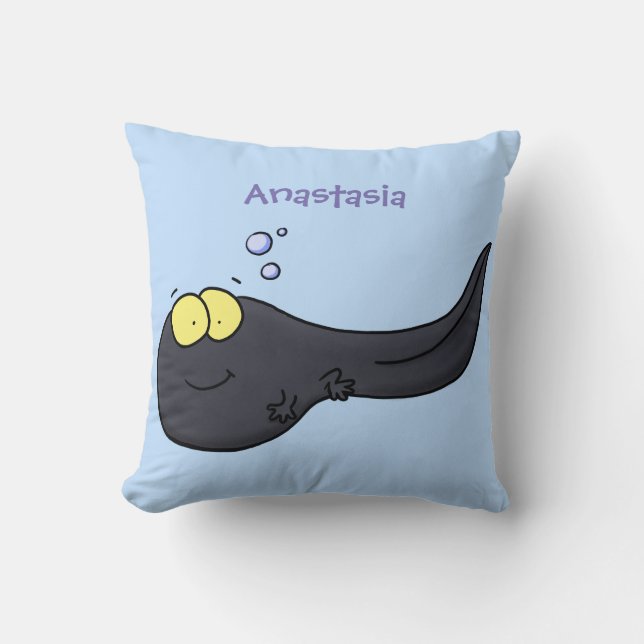 Cute fun tadpole cartoon illustration cushion (Front)