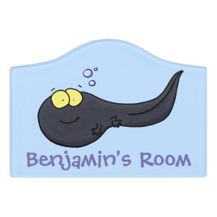 Cute fun tadpole cartoon illustration door sign