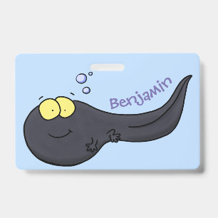 Cute fun tadpole cartoon illustration ID badge