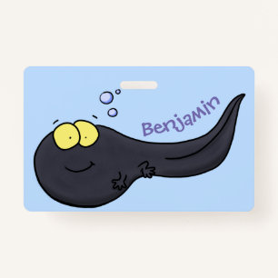 Cute fun tadpole cartoon illustration ID badge