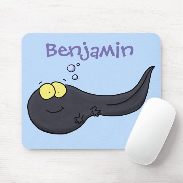 Cute fun tadpole cartoon illustration mouse mat (With Mouse)