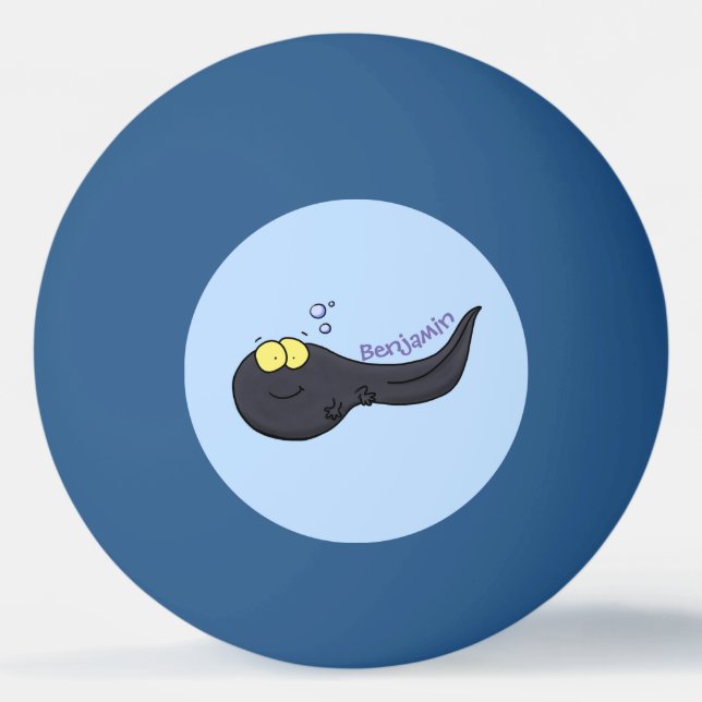 Cute fun tadpole cartoon illustration ping pong ball (Front)