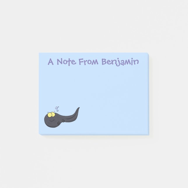 Cute fun tadpole cartoon illustration post-it notes (Front)