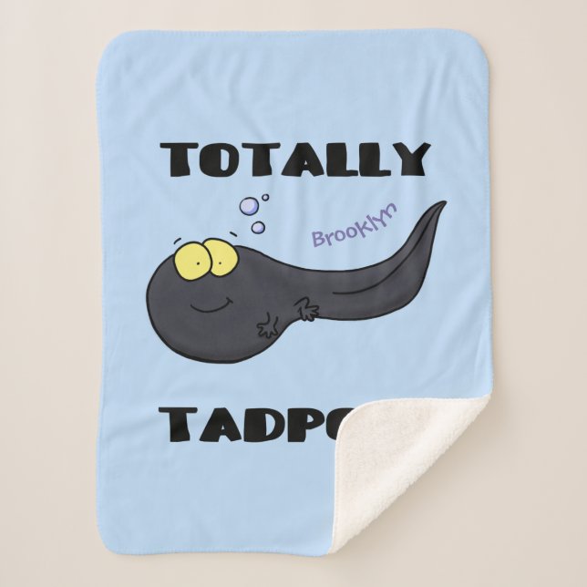 Cute fun tadpole cartoon illustration  sherpa blanket (Front)